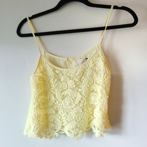 XS Yellow Lace Crop Top LA Hearts